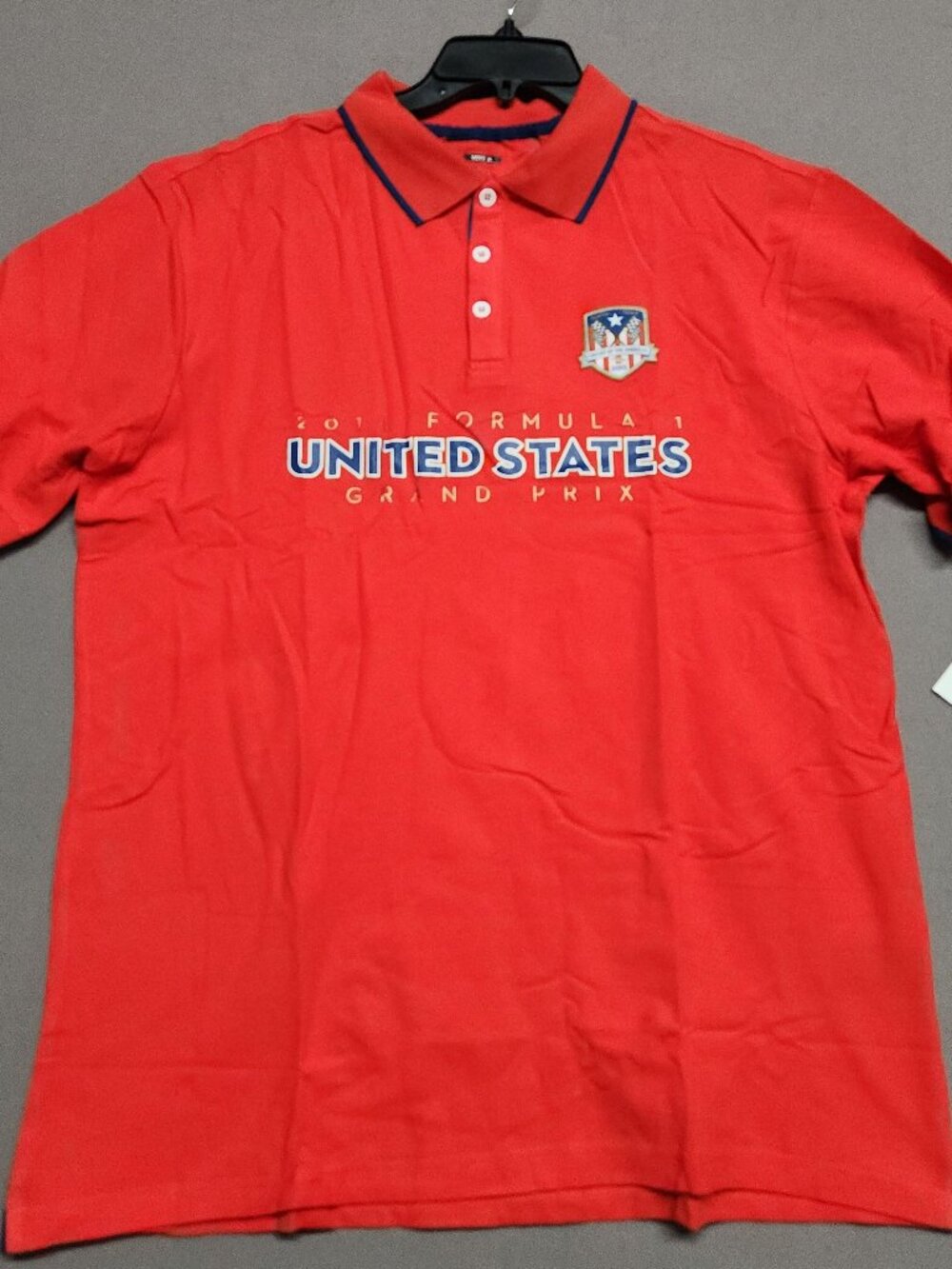 Circuit Of The Americas F1 Crest Ribbed Polo Shirt Xl 100% Cotton Red 2015